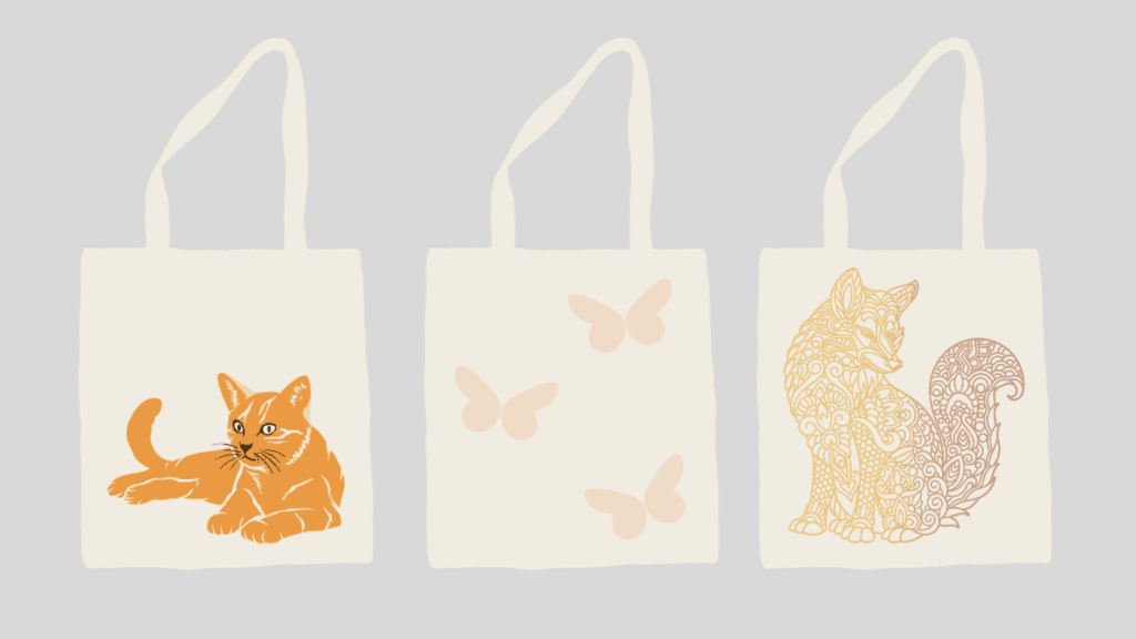 tote bags with animal illustrations