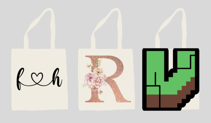 tote bag designs with monograms and initials