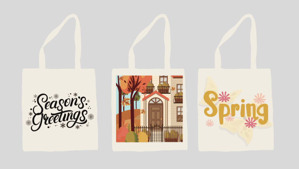 tote bags with seasonal designs