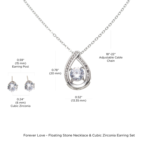 Forever Love - Floating Stone Necklace and Cubic Zirconia Earring Set