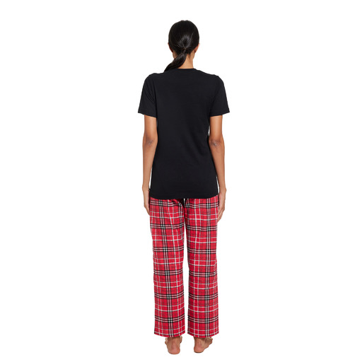 Supasoft Apparel - Women's Short Sleeve Top and Flannel Pants Set - SFPSETW