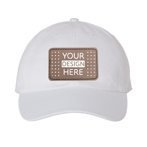 Valucap - Bio-Washed Classic Dad Hat with Rectangle Leather Patch - VC300A-REC