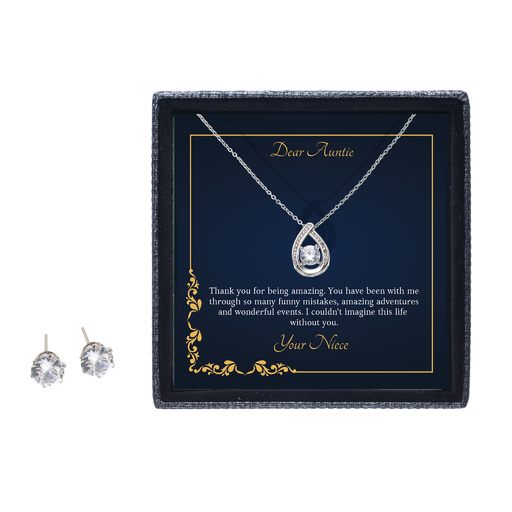 Forever Love - Floating Stone Necklace and Cubic Zirconia Earring Set