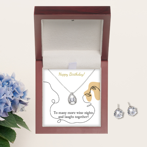 Forever Love - Floating Stone Necklace and Cubic Zirconia Earring Set